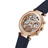 Guess Solistice Diamonds Roe Gold Dial Black Rubber Strap Watch for Women - GW0484L2 Buy Now By Guess