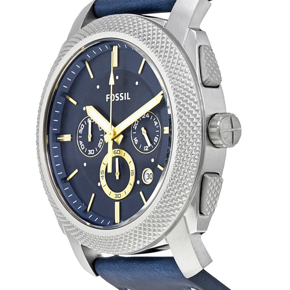 Fossil Machine Chronograph Blue Dial Blue Leather Strap Watch for Men - FS5262 Buy Now By Fossil