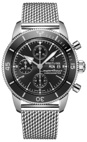 Breitling Superocean Heritage Chronograph 44 Black Dial Silver Mesh Bracelet Watch for Men - A13313121B1A1 Buy Now By Breitling