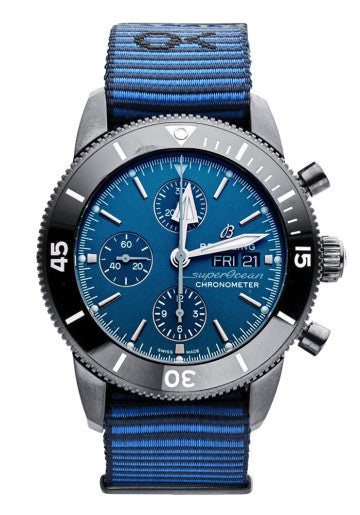 Breitling Superocean Heritage Chronograph 44 Outerknown Blue Dial Blue NATO Strap Watch for Men - M133132A1C1W1 Buy Now By Breitling