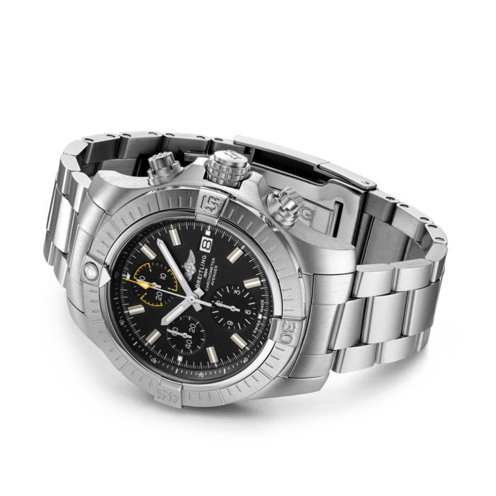 Breitling Avenger Chronograph 45mm Black Dial Silver Steel Strap Watch for Men - A13317101B1A1 Buy Now By Breitling