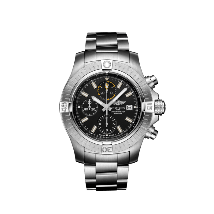 Breitling Avenger Chronograph 45mm Black Dial Silver Steel Strap Watch for Men - A13317101B1A1 Buy Now By Breitling
