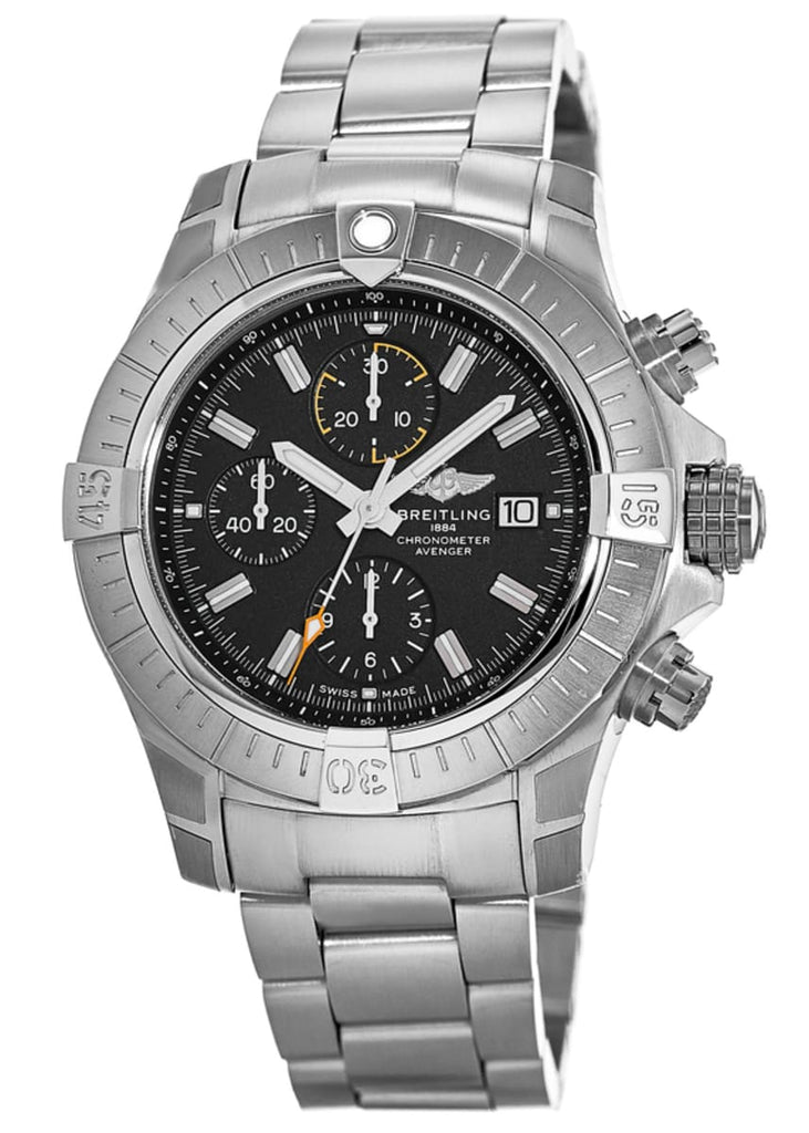 Breitling Avenger Chronograph 45mm Black Dial Silver Steel Strap Watch for Men - A13317101B1A1 Buy Now By Breitling