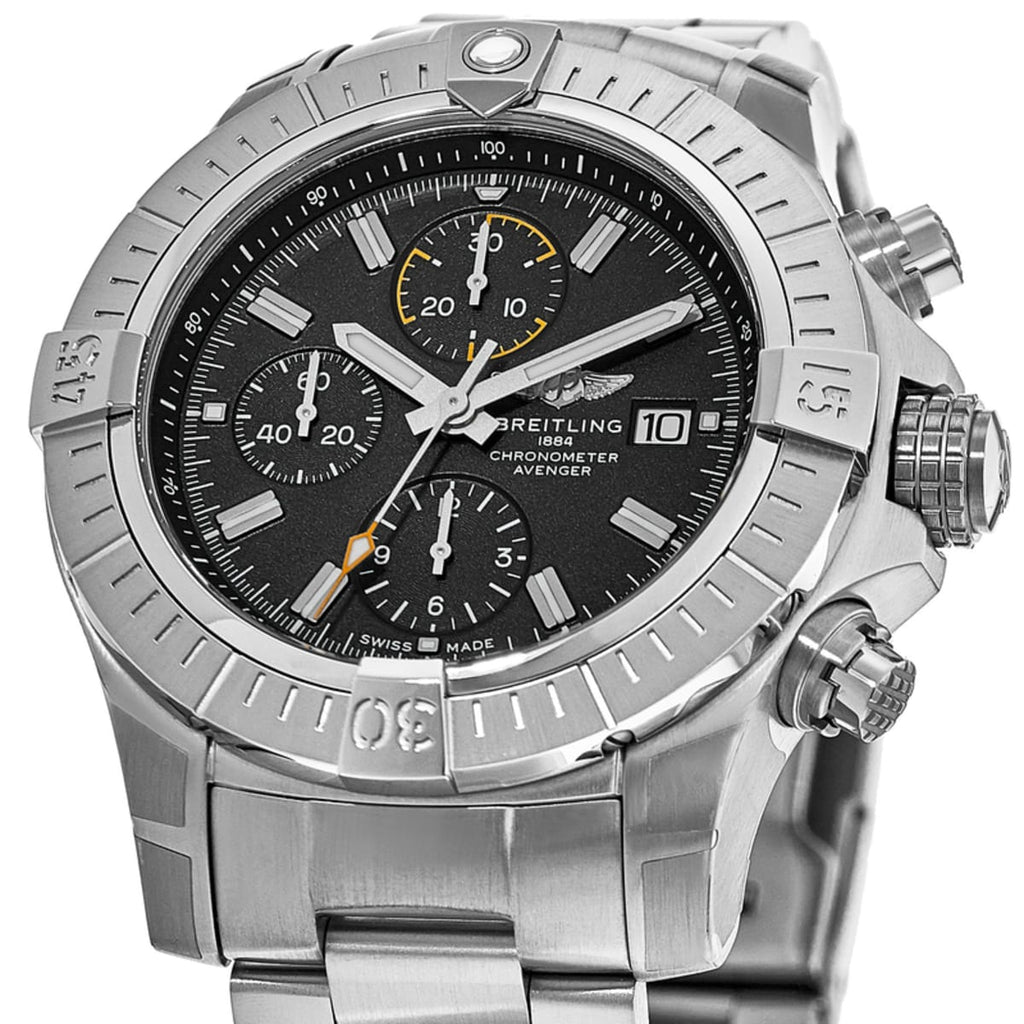 Breitling Avenger Chronograph 45mm Black Dial Silver Steel Strap Watch for Men - A13317101B1A1 Buy Now By Breitling