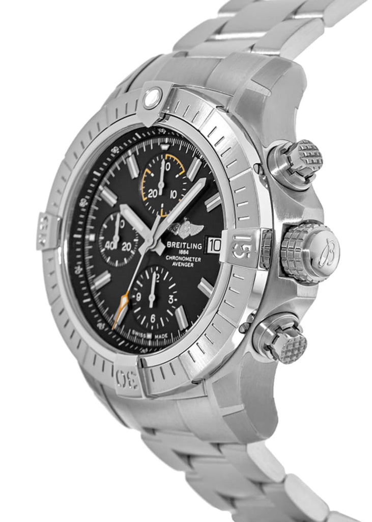 Breitling Avenger Chronograph 45mm Black Dial Silver Steel Strap Watch for Men - A13317101B1A1 Buy Now By Breitling