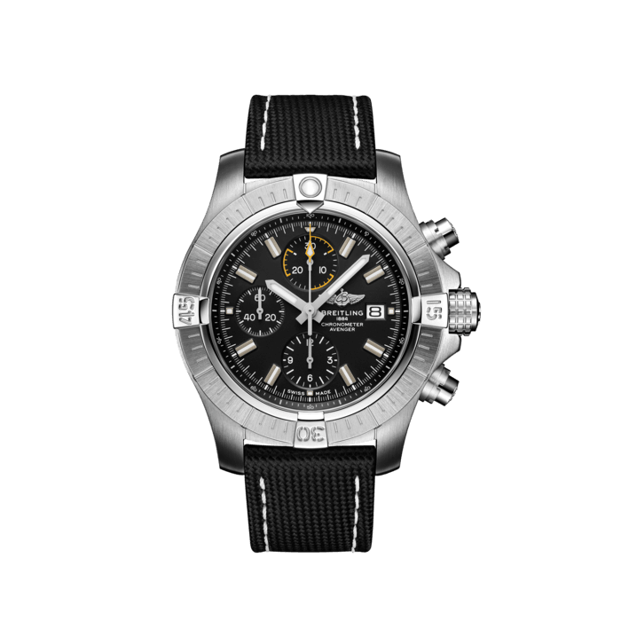 Breitling Avenger Chronograph 45mm Black Dial Black Leather Strap Watch for Men - A13317101B1X1 Buy Now By Breitling
