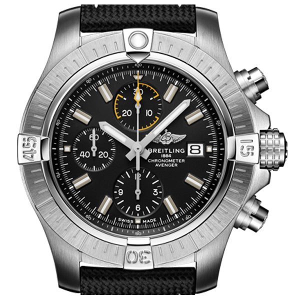 Breitling Avenger Chronograph 45mm Black Dial Black Leather Strap Watch for Men - A13317101B1X1 Buy Now By Breitling