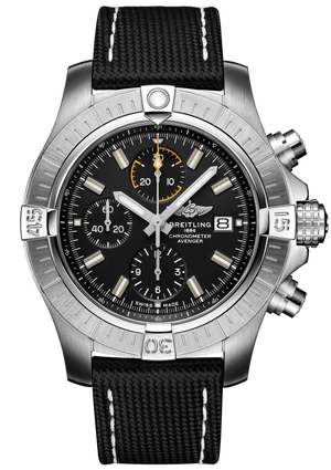 Breitling Avenger Chronograph 45mm Black Dial Black Leather Strap Watch for Men - A13317101B1X1 Buy Now By Breitling