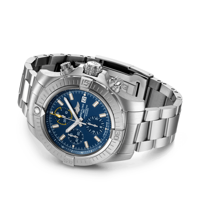 Breitling Avenger Chronograph 45mm Blue Dial Silver Steel Strap Watch for Men - A13317101C1A1 Buy Now By Breitling