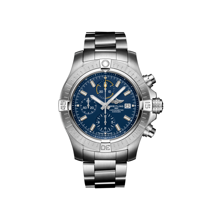 Breitling Avenger Chronograph 45mm Blue Dial Silver Steel Strap Watch for Men - A13317101C1A1 Buy Now By Breitling