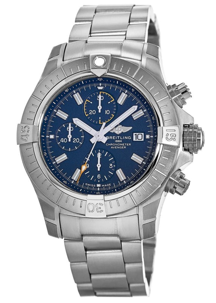 Breitling Avenger Chronograph 45mm Blue Dial Silver Steel Strap Watch for Men - A13317101C1A1 Buy Now By Breitling