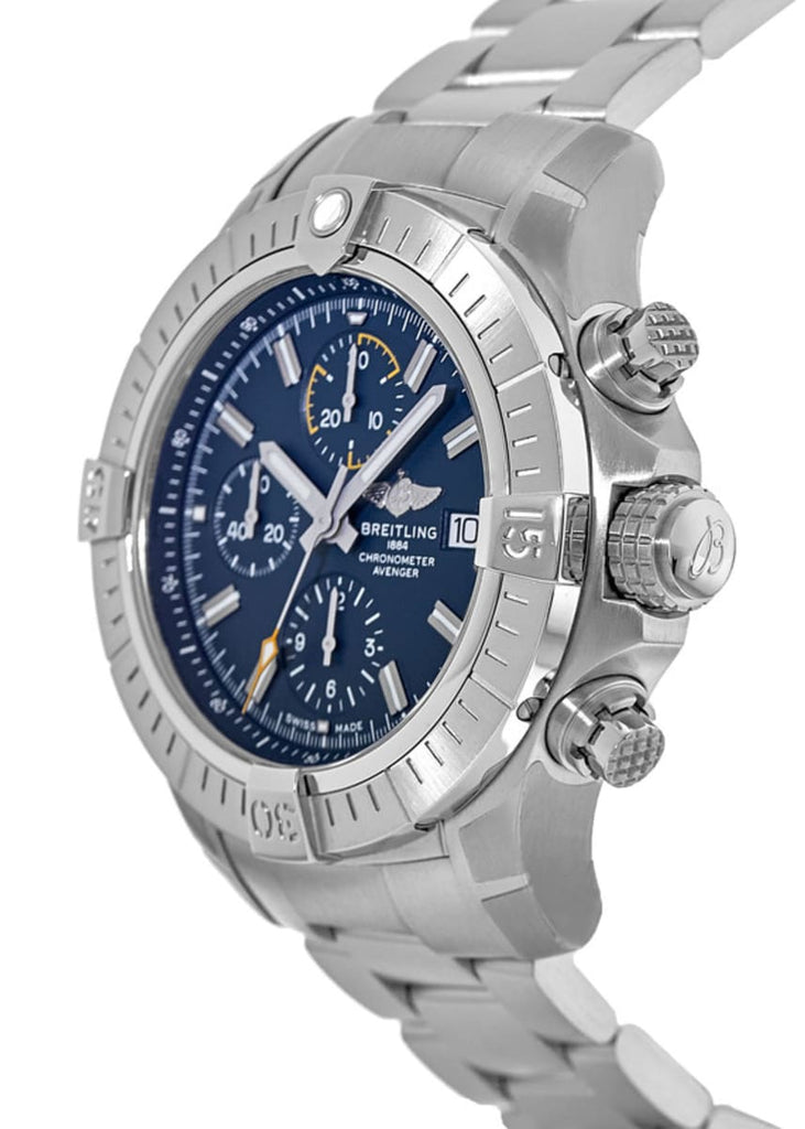 Breitling Avenger Chronograph 45mm Blue Dial Silver Steel Strap Watch for Men - A13317101C1A1 Buy Now By Breitling
