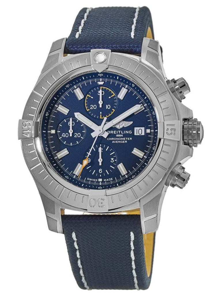 Breitling Avenger Chronograph 45mm Blue Dial Blue Calfskin Strap Watch for Men - A13317101C1X2 Buy Now By Breitling