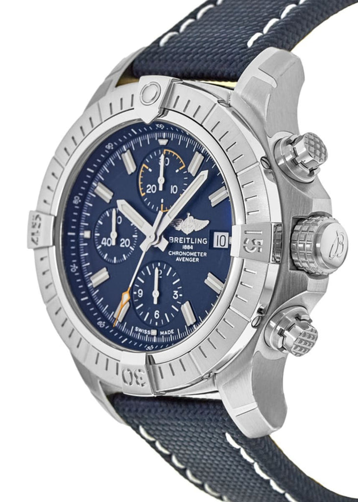 Breitling Avenger Chronograph 45mm Blue Dial Blue Calfskin Strap Watch for Men - A13317101C1X2 Buy Now By Breitling