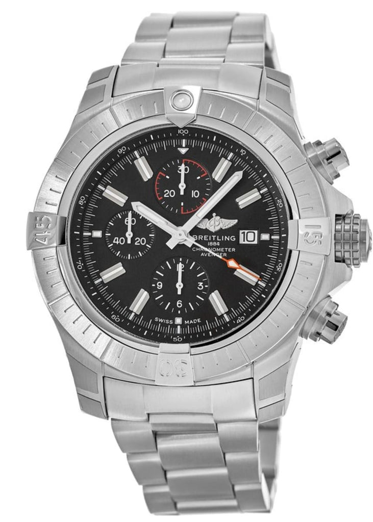 Breitling Super Avenger Chronograph 48 Black Dial Silver Steel Strap Watch for Men - A13375101B1A1 Buy Now By Breitling