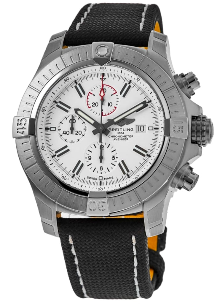 Breitling Super Avenger Chronograph 48 White Dial Black Nylon Strap Watch for Men - A133751A1A1X1 Buy Now By Breitling