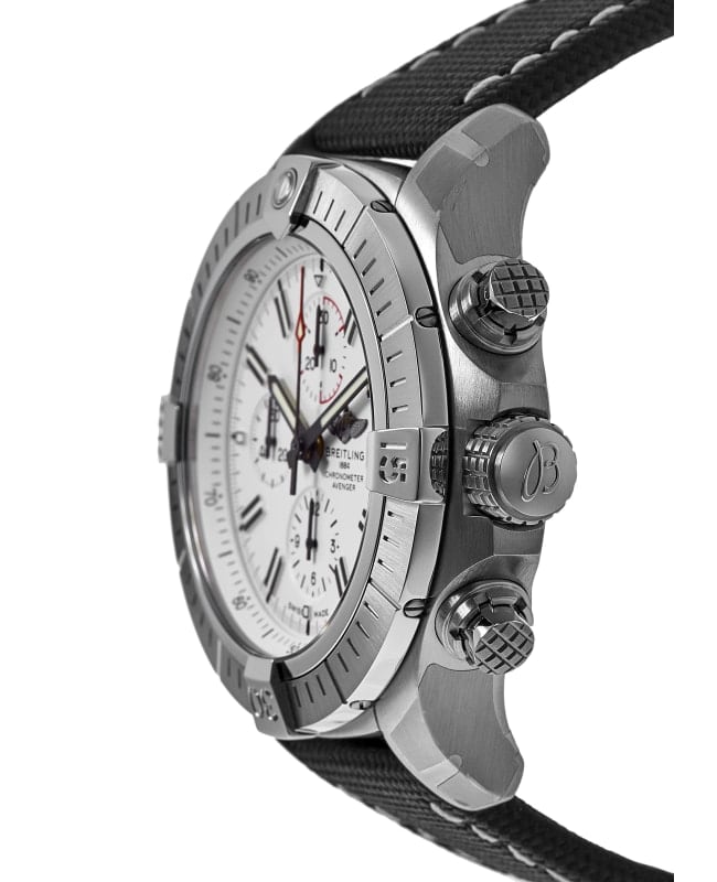 Breitling Super Avenger Chronograph 48 White Dial Black Nylon Strap Watch for Men - A133751A1A1X1 Buy Now By Breitling