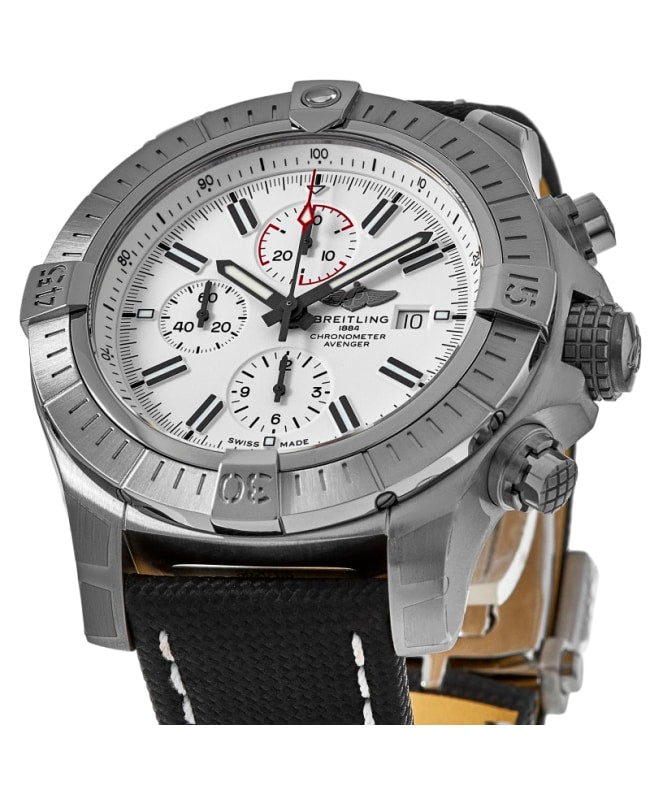 Breitling Super Avenger Chronograph 48 White Dial Black Nylon Strap Watch for Men - A133751A1A1X1 Buy Now By Breitling