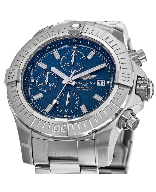 Breitling Avenger Chronograph 45mm Blue Dial Silver Steel Strap Watch for Men - A13317101C1A1 Buy Now By Breitling