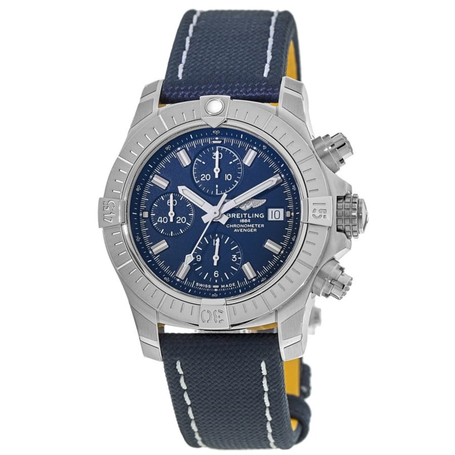 Breitling Avenger Chronograph 45mm Blue Dial Blue Calfskin Strap Watch for Men - A13317101C1X2 Buy Now By Breitling