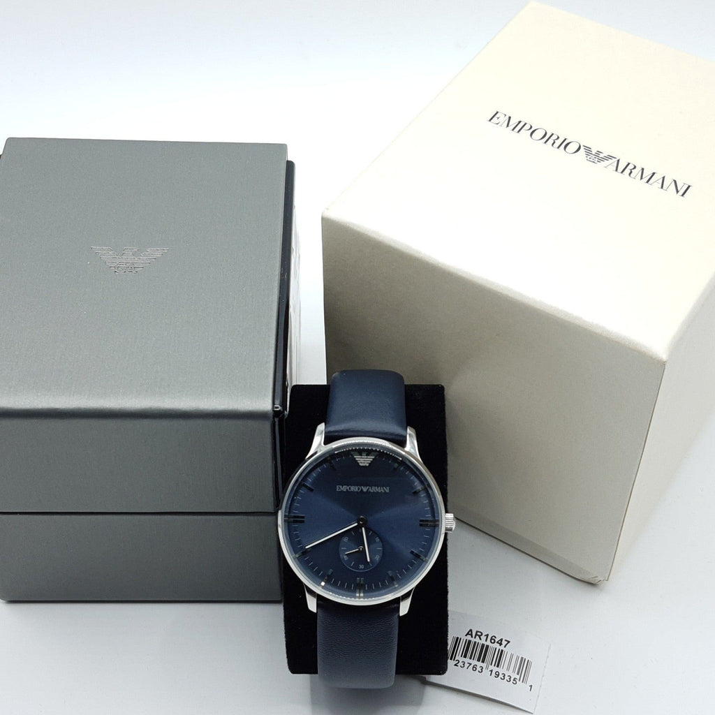 Emporio Armani Analog Quartz Blue Dial Blue Leather Strap Watch For Men - AR1647 Buy Now By Emporio Armani