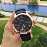 Fossil Grant Chronograph Grey Dial Black Leather Strap Watch for Men - FS5085 Buy Now By Fossil