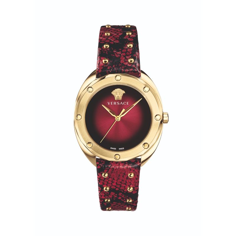 Versace Shadov Quartz Red Dial Red Leather Strap Watch for Women - VEBM00918 Buy Now By Versace