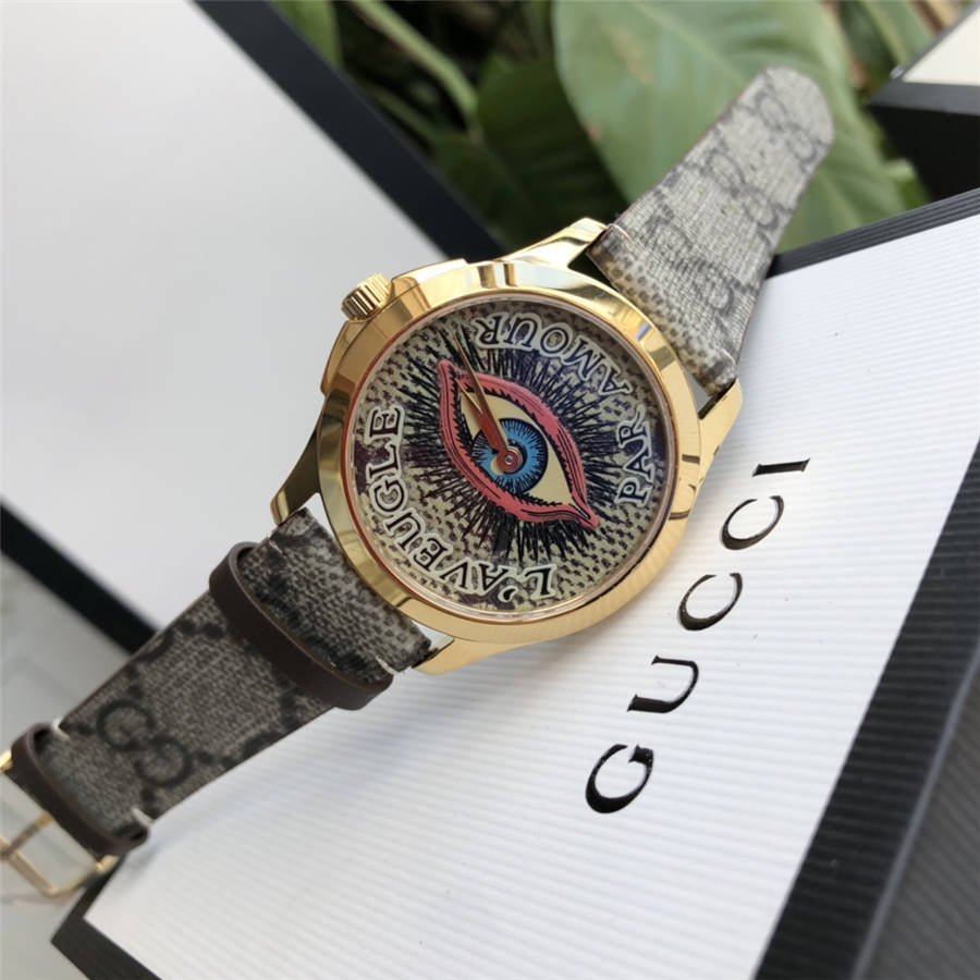 Gucci G Timeless Eye Beige Dial Beige Leather Strap Watch For Men - YA1264022 Buy Now By Gucci