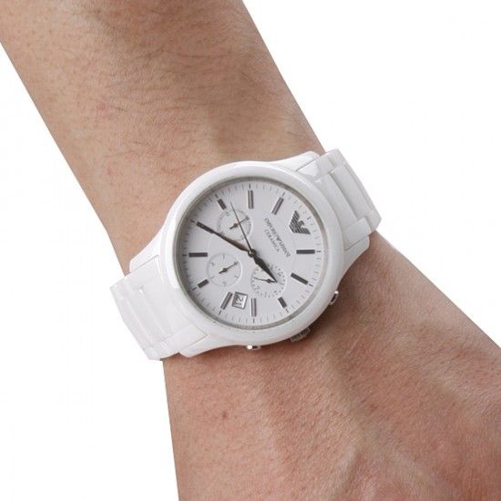 Emporio Armani Ceramica Chronograph White Dial White Strap Watch For Men - AR1453 Buy Now By Emporio Armani