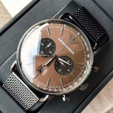Emporio Armani Aviator Brown Dial Grey Mesh Bracelet Watch For Men - AR11141 Buy Now By Emporio Armani