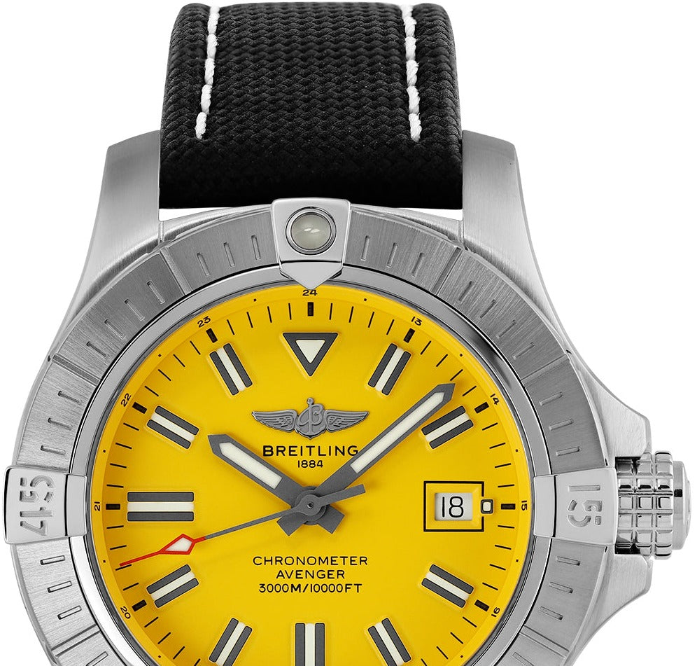 Breitling Avenger Automatic 45 Seawolf Yellow Dial Black Nylon Strap Watch for Men - A17319101I1X1 Buy Now By Breitling