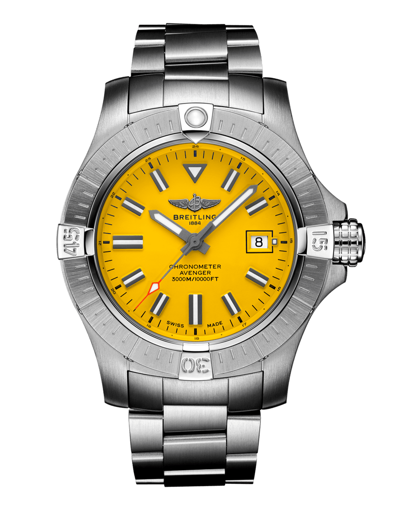 Breitling Avenger Automatic 45mm Seawolf Yellow Dial Silver Steel Strap Strap Watch for Men - A17319101/1A1 Buy Now By Breitling
