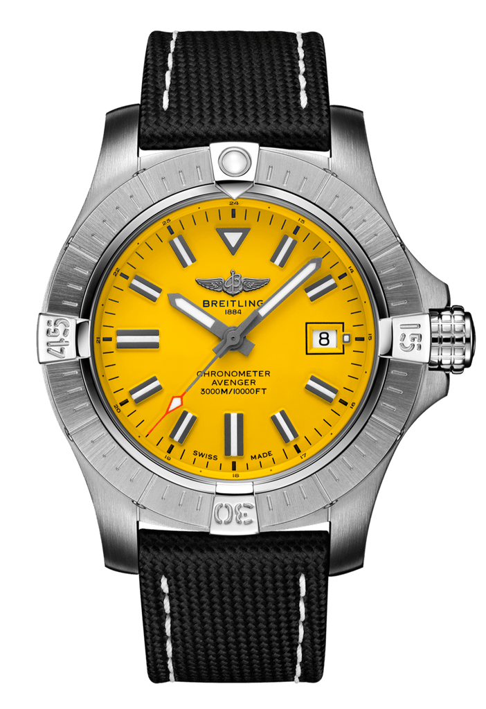 Breitling Avenger Automatic 45mm Seawolf Yellow Dial Black Nylon Strap Watch for Men - A17319101/1X2 Buy Now By Breitling