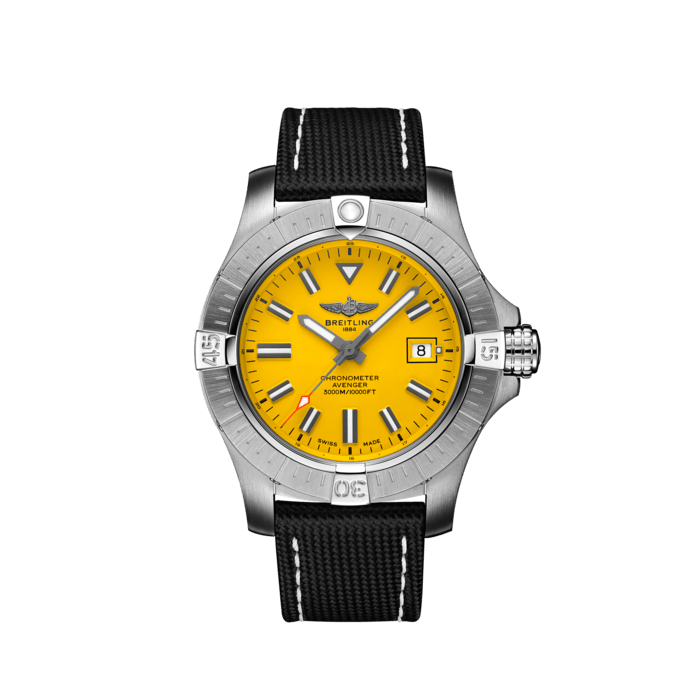 Breitling Avenger Automatic 45 Seawolf Yellow Dial Black Nylon Strap Watch for Men - A17319101I1X1 Buy Now By Breitling