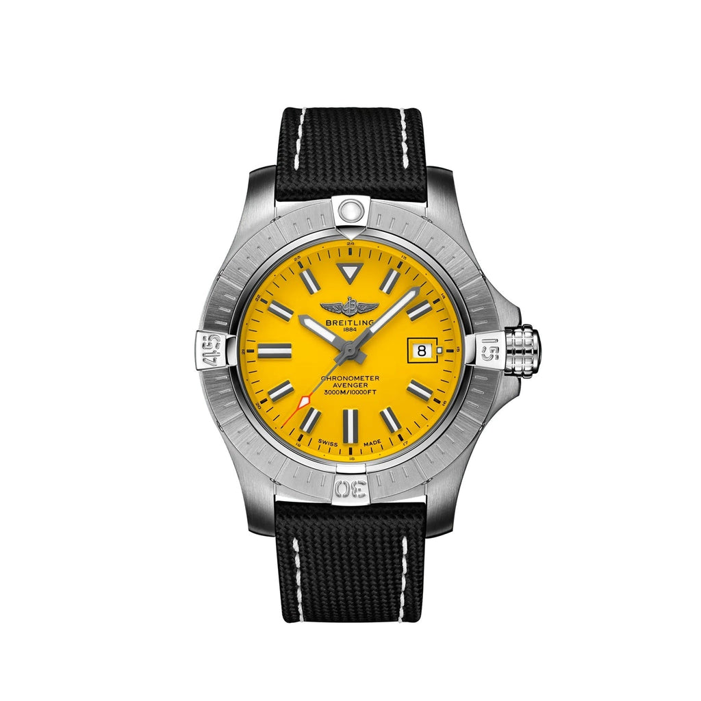 Breitling Avenger Automatic 45 Seawolf Yellow Dial Black Nylon Strap Watch for Men - A17319101I1X1 Buy Now By Breitling