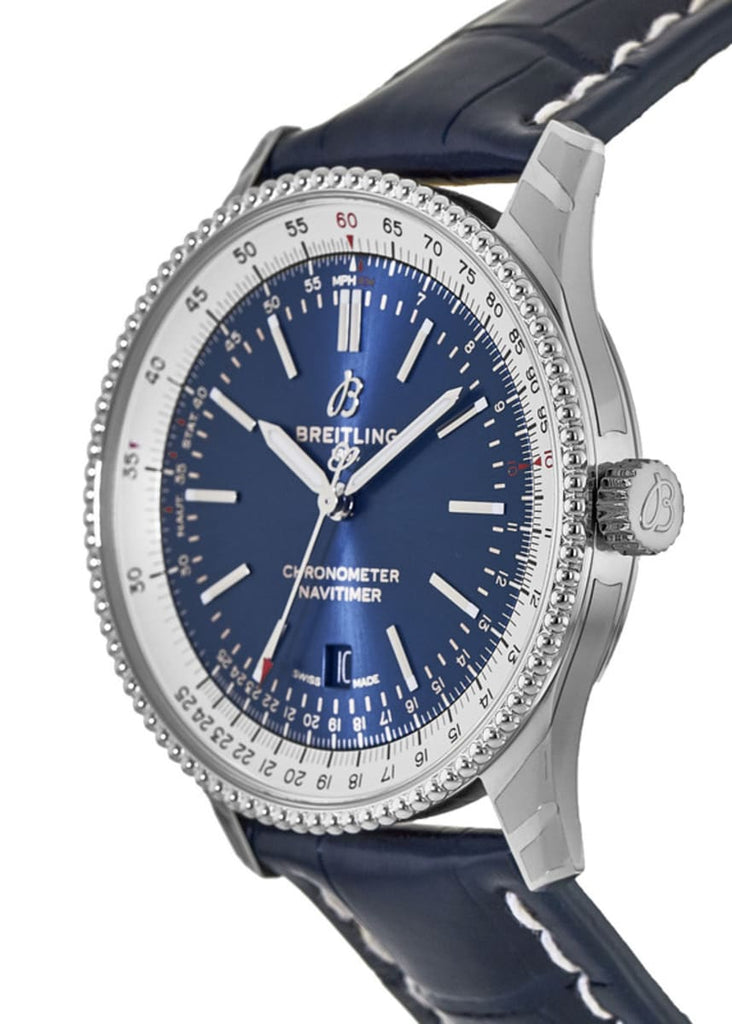 Breitling Navitimer 1 Automatic 41mm Blue Dial Blue Leather Strap Mens Watch - A17326211C1P4 Buy Now By Breitling