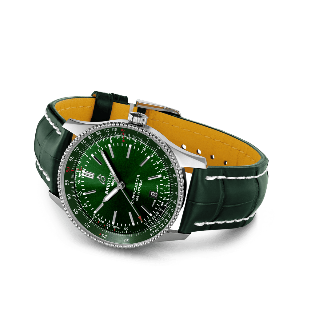 Breitling Navitimer Automatic 41mm Green Dial Green Leather Strap Watch for Men - A17326361L1P1 Buy Now By Breitling