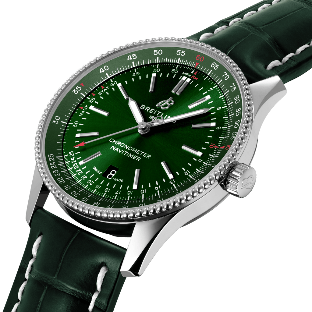 Breitling Navitimer Automatic 41mm Green Dial Green Leather Strap Watch for Men - A17326361L1P1 Buy Now By Breitling