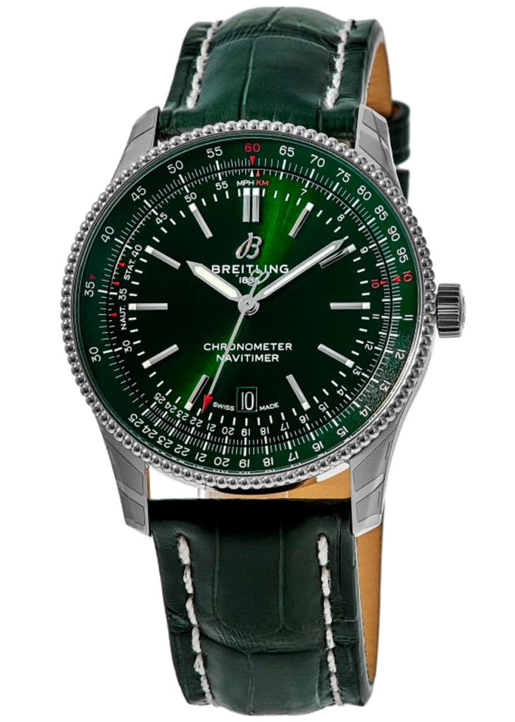 Breitling Navitimer Automatic 41mm Green Dial Green Leather Strap Watch for Men - A17326361L1P1 Buy Now By Breitling