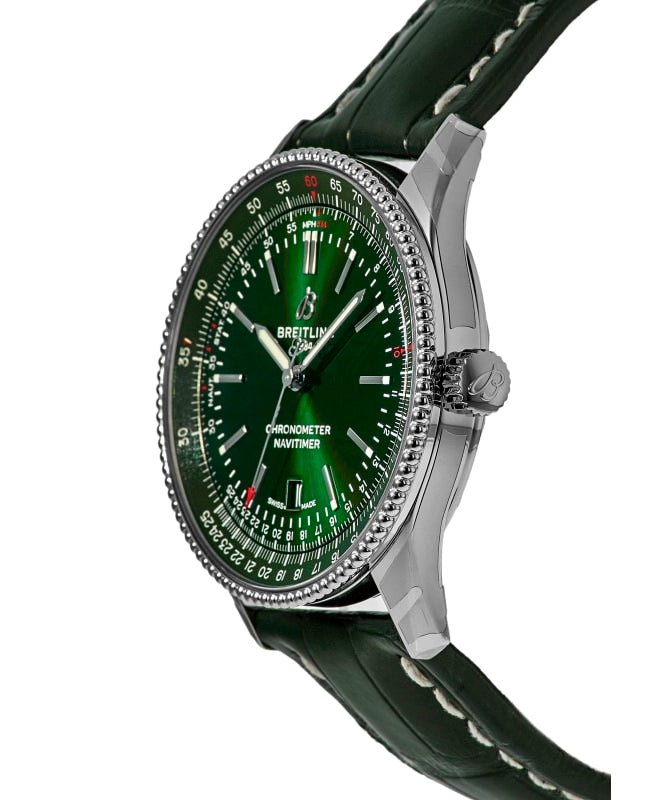 Breitling Navitimer Automatic 41mm Green Dial Green Leather Strap Watch for Men - A17326361L1P1 Buy Now By Breitling