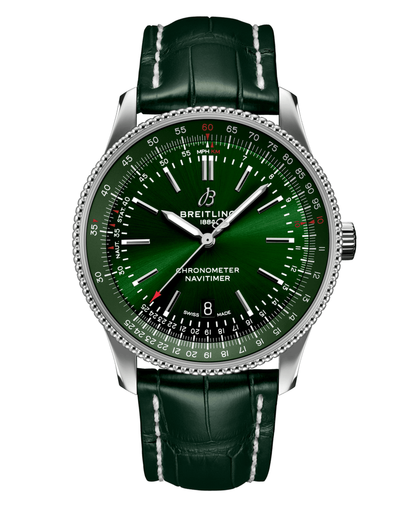 Breitling Navitimer Automatic 41mm Green Dial Green Leather Strap Watch for Men - A17326361L1P1 Buy Now By Breitling