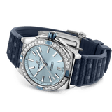 Breitling Super Chronomat Automatic 38 Diamonds Blue Dial Blue Rubber Strap Watch for Women - A17356531C1S1 Buy Now By Breitling