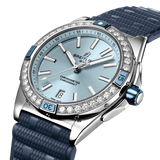 Breitling Super Chronomat Automatic 38 Diamonds Blue Dial Blue Rubber Strap Watch for Women - A17356531C1S1 Buy Now By Breitling