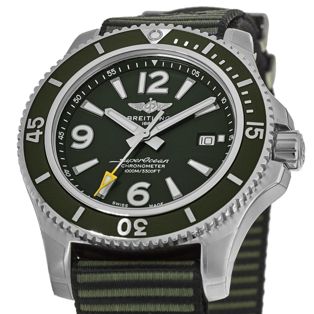 Breitling Superocean Automatic 44mm Outerknown Green Dial Green Nylon Strap Watch for Men - A17367A11L1W1 Buy Now By Breitling