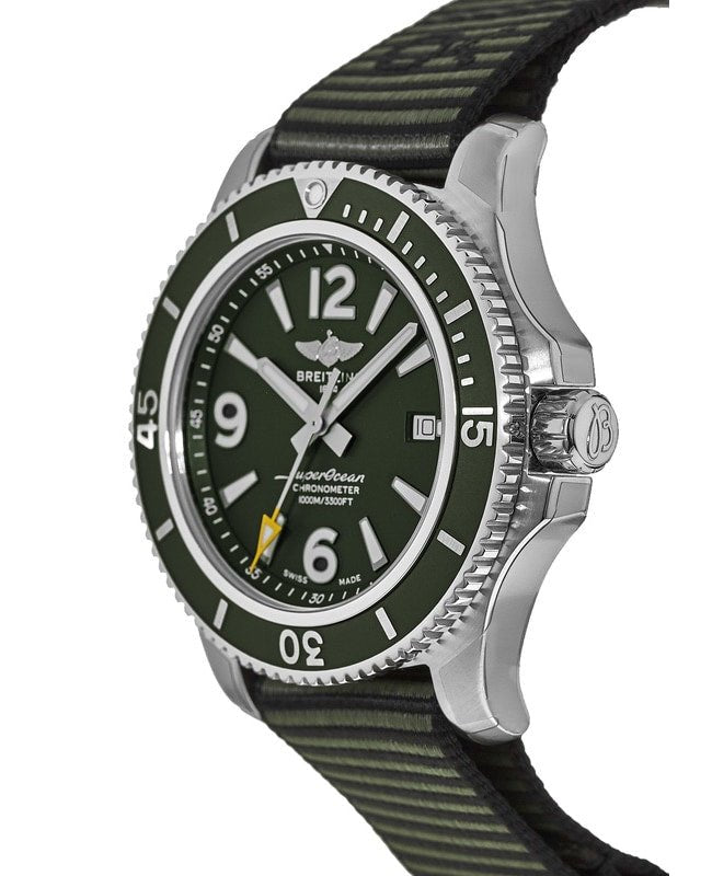 Breitling Superocean Automatic 44mm Outerknown Green Dial Green Nylon Strap Watch for Men - A17367A11L1W1 Buy Now By Breitling