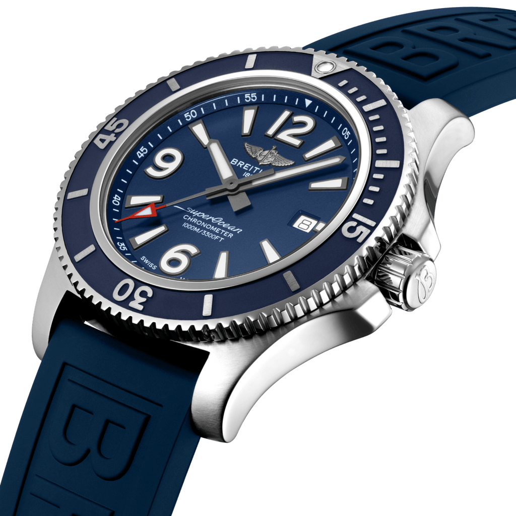 Breitling Superocean 44mm Automatic Blue Dial Blue Rubber Strap Watch for Men - A17367D81C1S2 Buy Now By Breitling