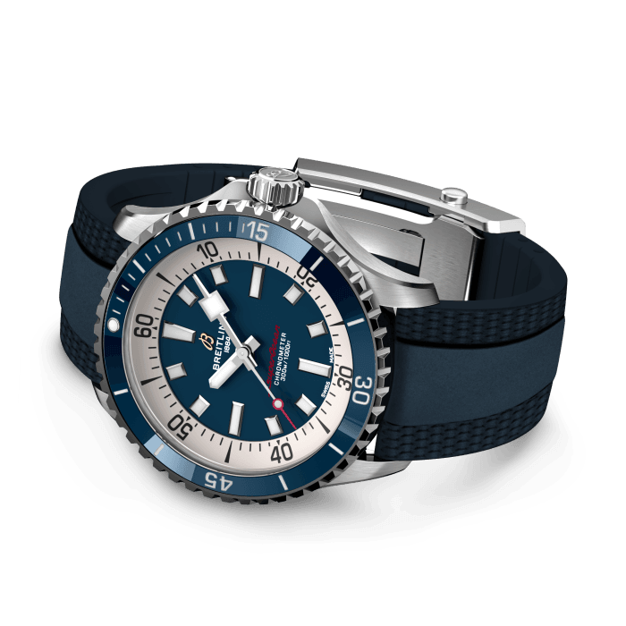 Breitling Superocean Automatic 42mm Blue Dial Blue Rubber Strap Watch for Men - A17375E71C1S1 Buy Now By Breitling