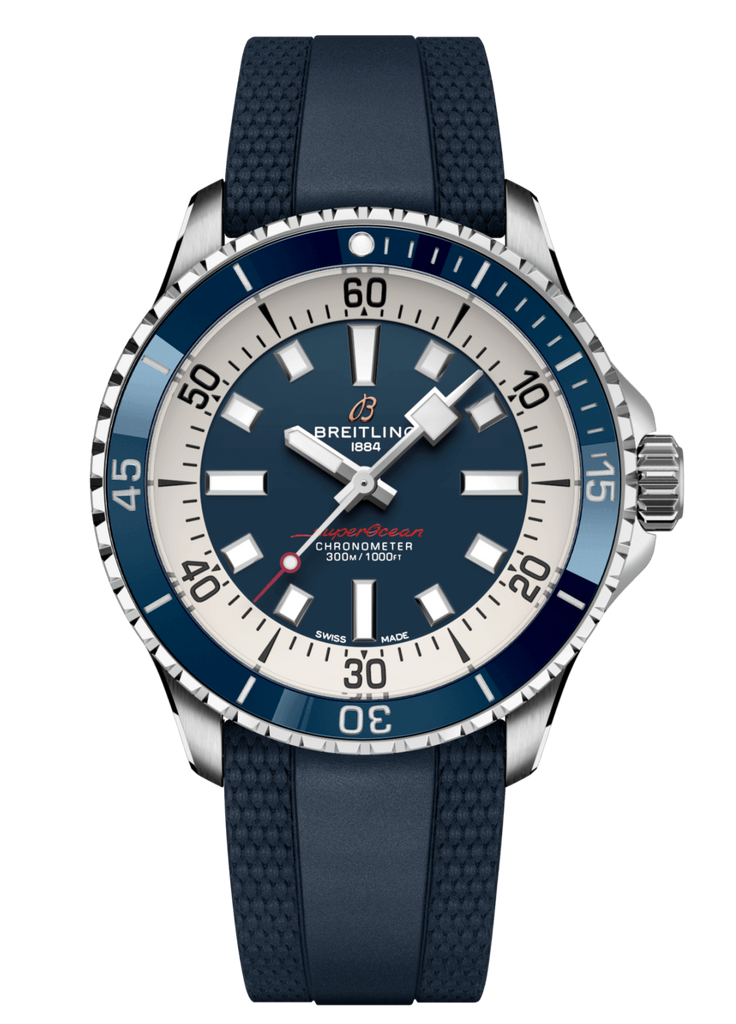 Breitling Superocean Automatic 42mm Blue Dial Blue Rubber Strap Watch for Men - A17375E71C1S1 Buy Now By Breitling