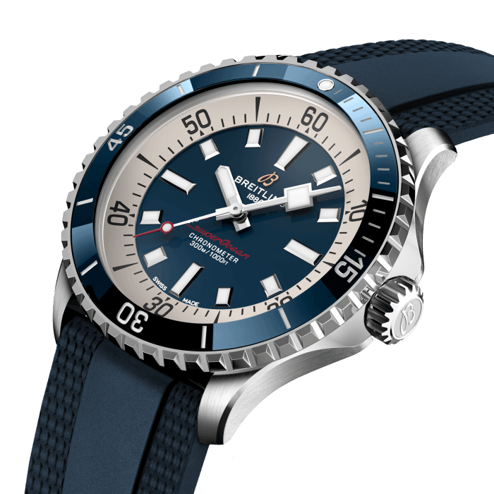 Breitling Superocean Automatic 42mm Blue Dial Blue Rubber Strap Watch for Men - A17375E71C1S1 Buy Now By Breitling