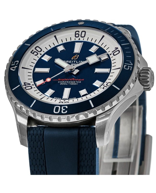 Breitling Superocean Automatic 42mm Blue Dial Blue Rubber Strap Watch for Men - A17375E71C1S1 Buy Now By Breitling